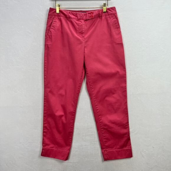 Vineyard Vines Coral Stretch Cropped Chino Dress Pants with Pockets, Size 8 - Picture 1 of 10